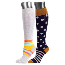 Load image into Gallery viewer, Be Shapy 2 Pack Knee High Sports Compression Colorful Socks Medias de Compresión Largas
