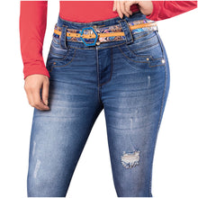 Load image into Gallery viewer, DRAXY 1473 | Butt Lifter Colombian Jeans for Women | Denim with Belt High-Waisted
