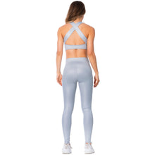Load image into Gallery viewer, FLEXMEE 946137 | High-Rise Shimmer Silver Sports Leggings for Women
