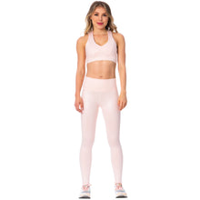 Load image into Gallery viewer, FLEXMEE 946164 | High-Rise Shimmer Pink Sports Leggings for Women
