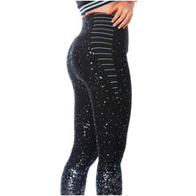 Load image into Gallery viewer, FLEXMEE 946166 | High-Waisted Shimmer Print Black Gym Leggings
