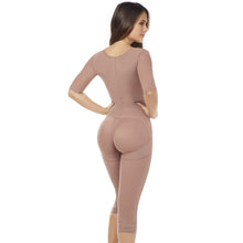 Load image into Gallery viewer, Fajas MariaE FQ114 | Post Surgery Colombian Shapewear with Sleeves | Knee Length Bodysuit Lipo Compression Body Shaper
