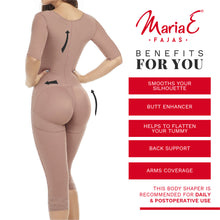 Load image into Gallery viewer, Fajas MariaE FQ114 | Post Surgery Colombian Shapewear with Sleeves | Knee Length Bodysuit Lipo Compression Body Shaper
