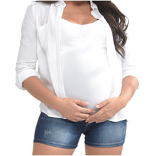 Load image into Gallery viewer, LOWLA 0829 | Maternity Denim Shorts with Baby Bum Elastic Band Support
